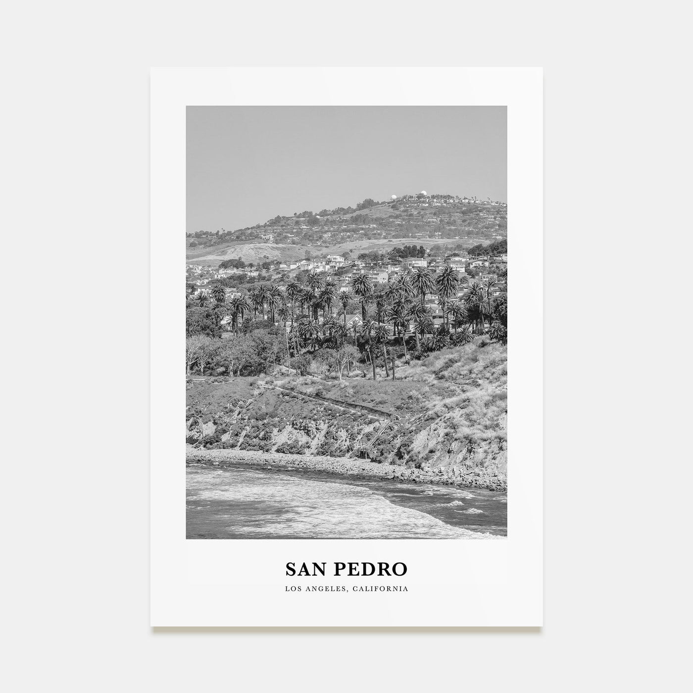 San Pedro, California Portrait B&W No 1 Poster