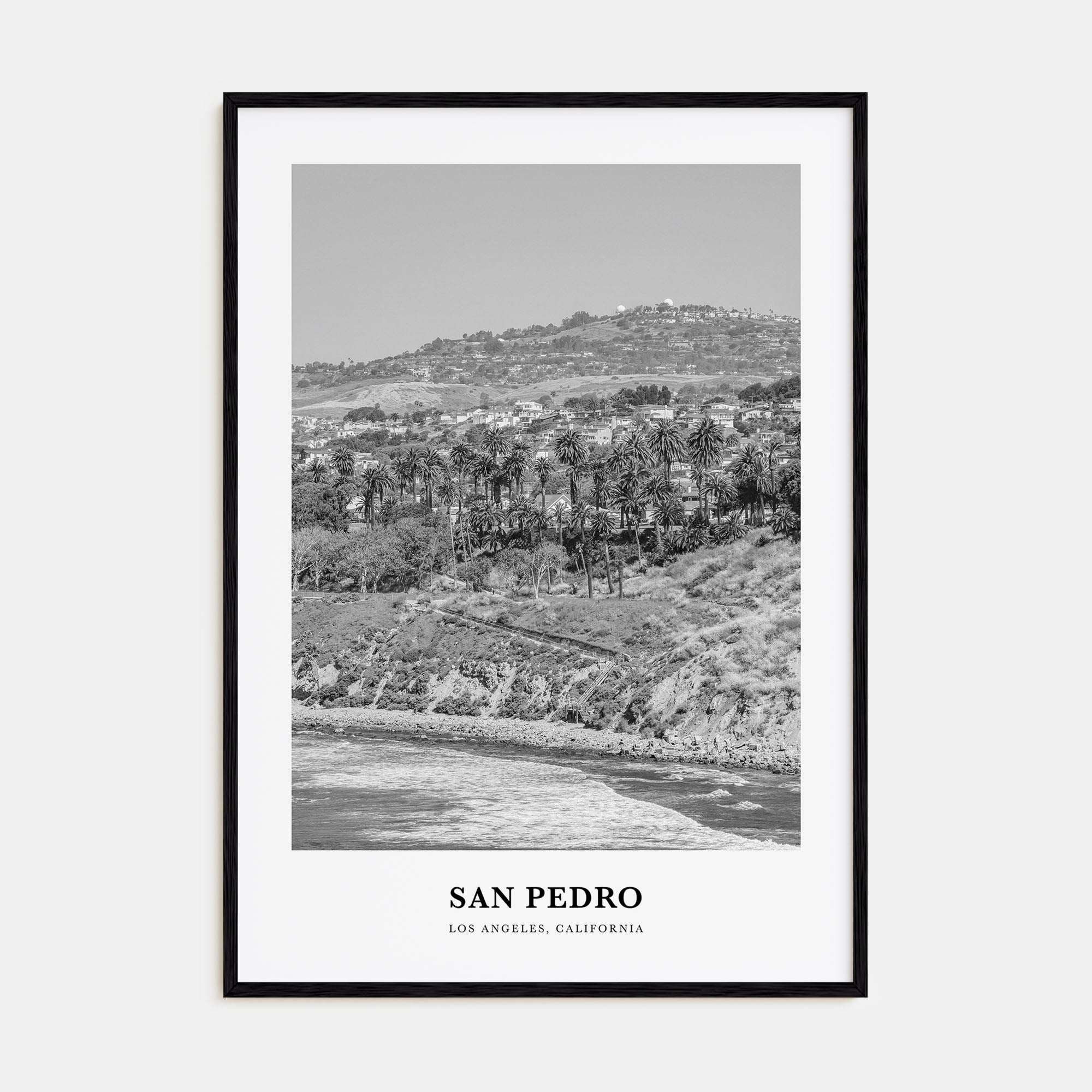San Pedro, California Portrait B&W No 1 Poster