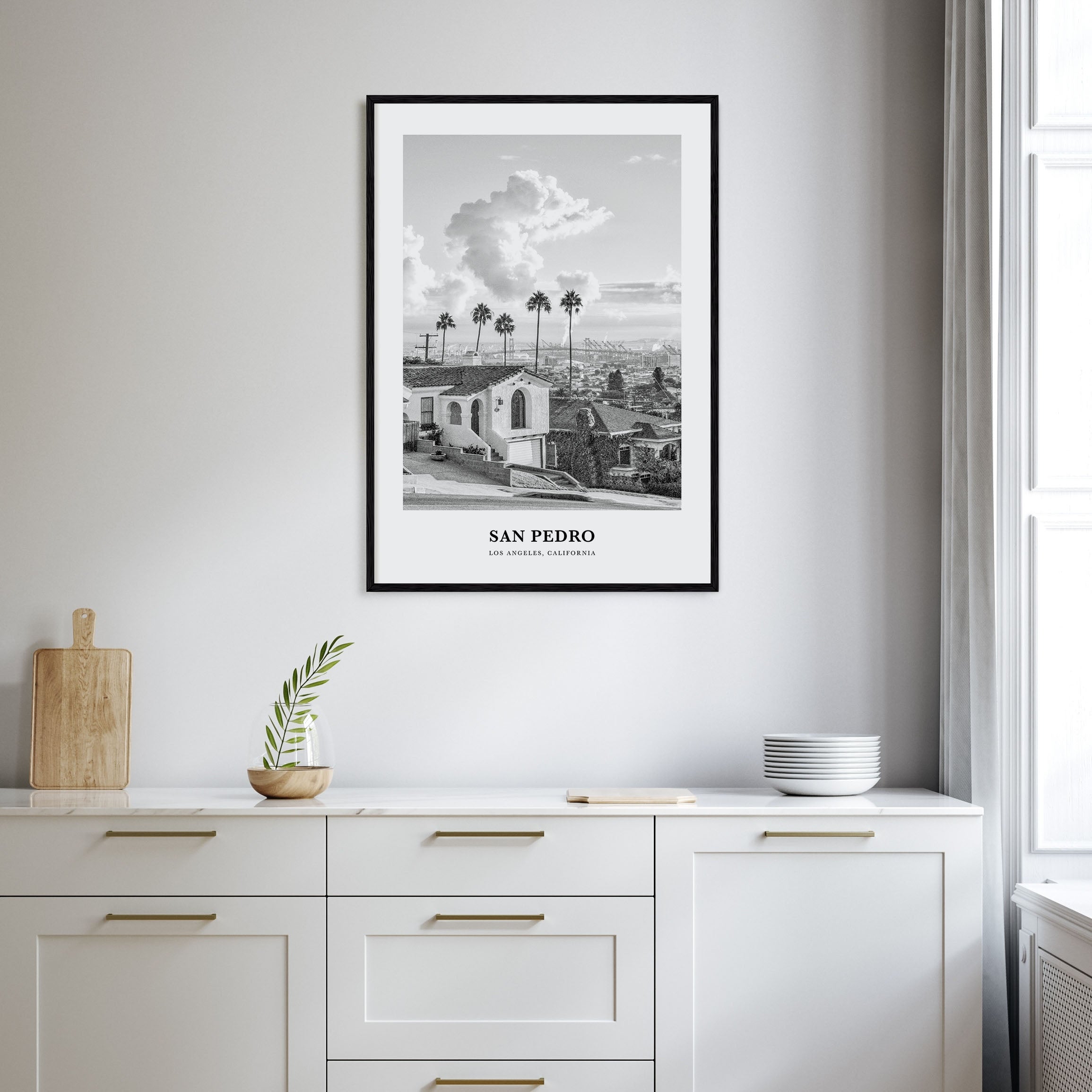 San Pedro, California Portrait B&W No 2 Poster