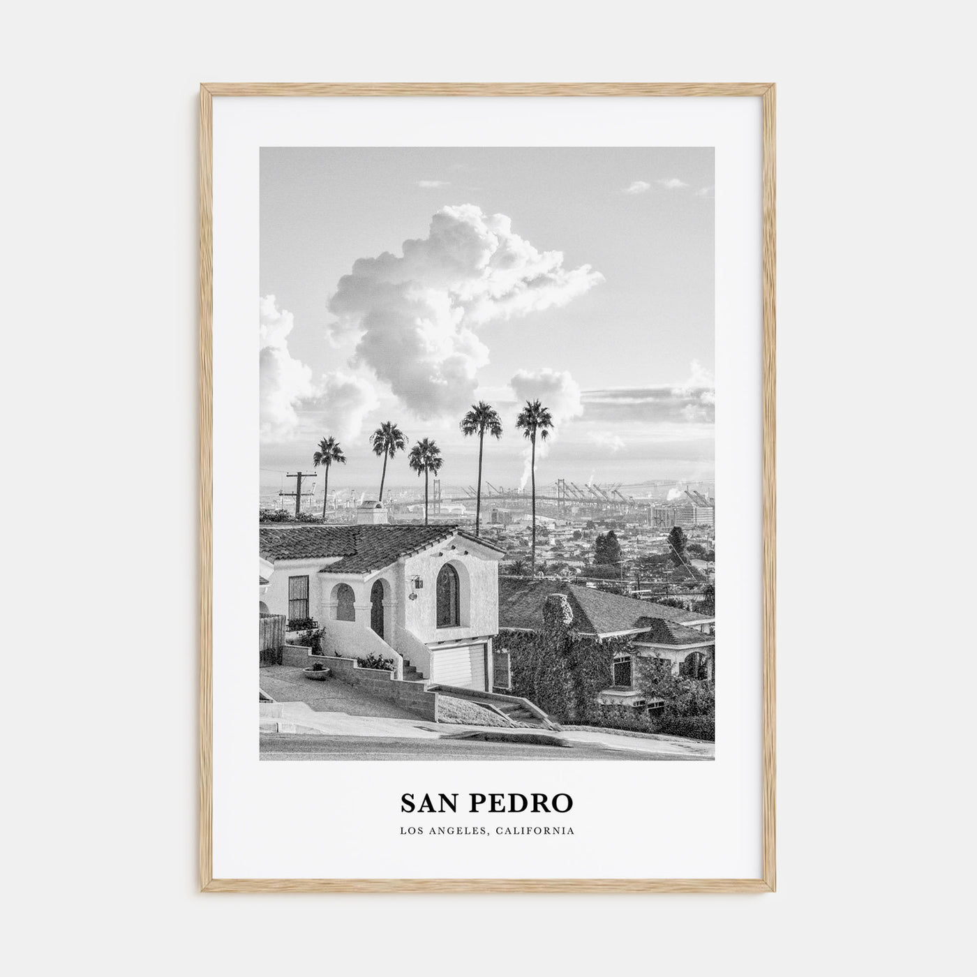 San Pedro, California Portrait B&W No 2 Poster