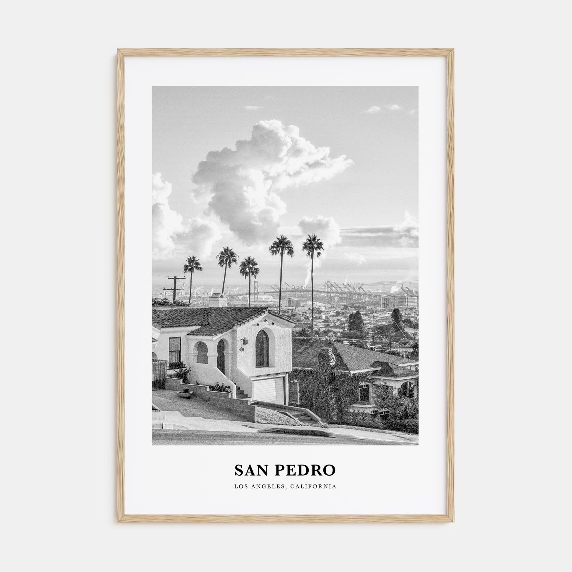 San Pedro, California Portrait B&W No 2 Poster