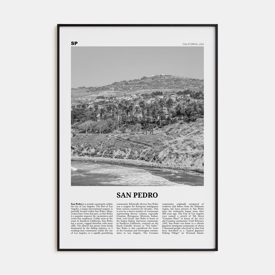 San Pedro, California Travel B&W No 1 Poster