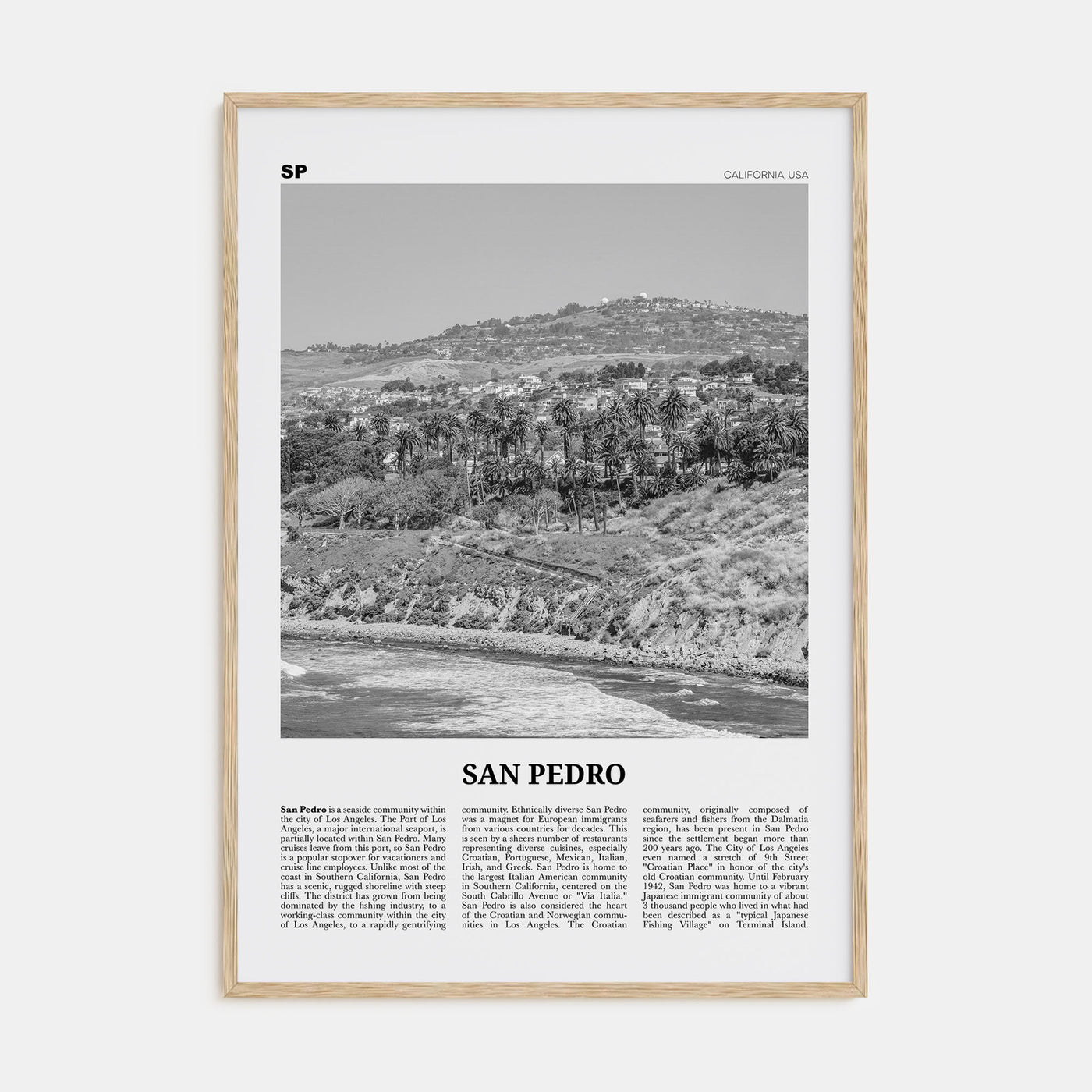 San Pedro, California Travel B&W No 1 Poster