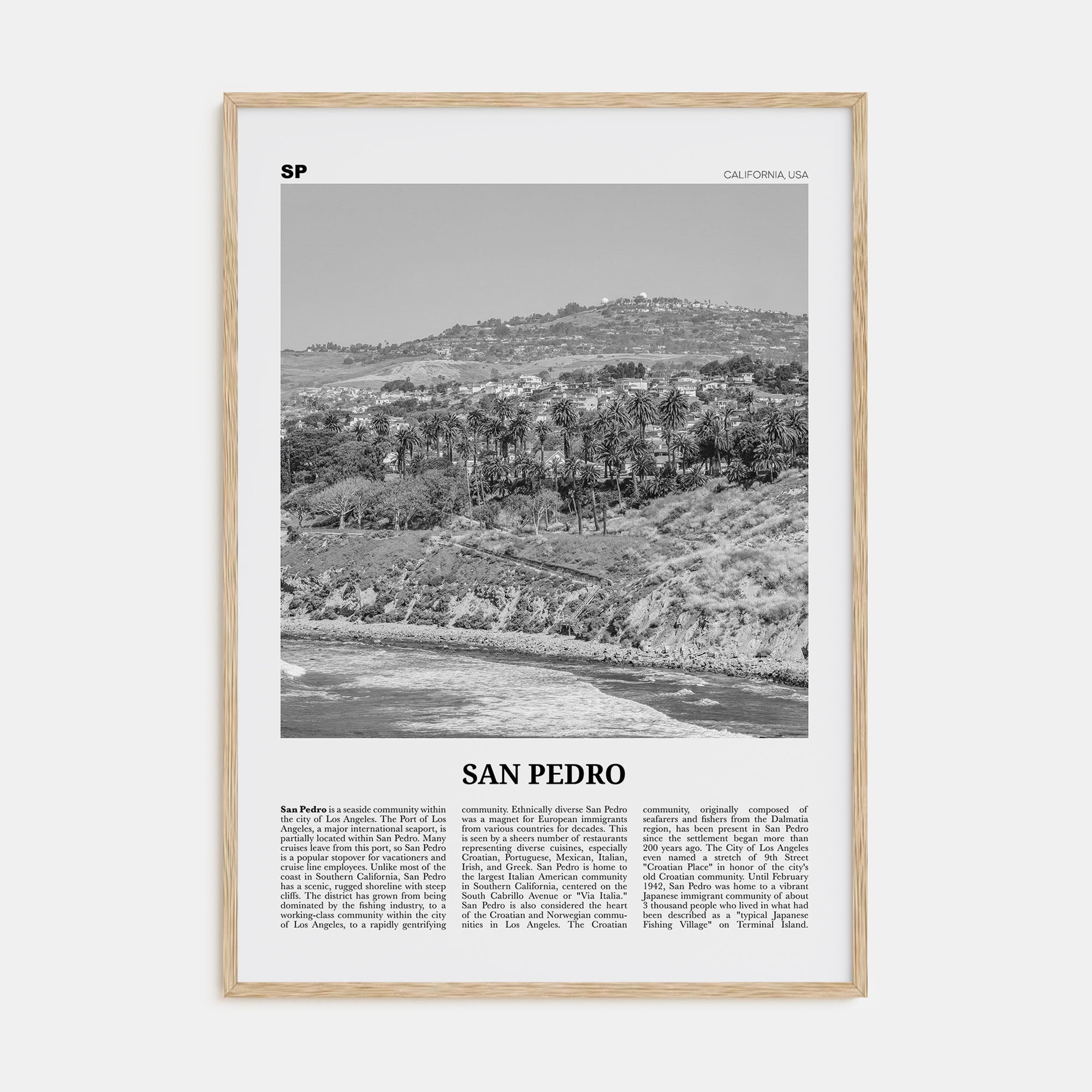 San Pedro, California Travel B&W No 1 Poster