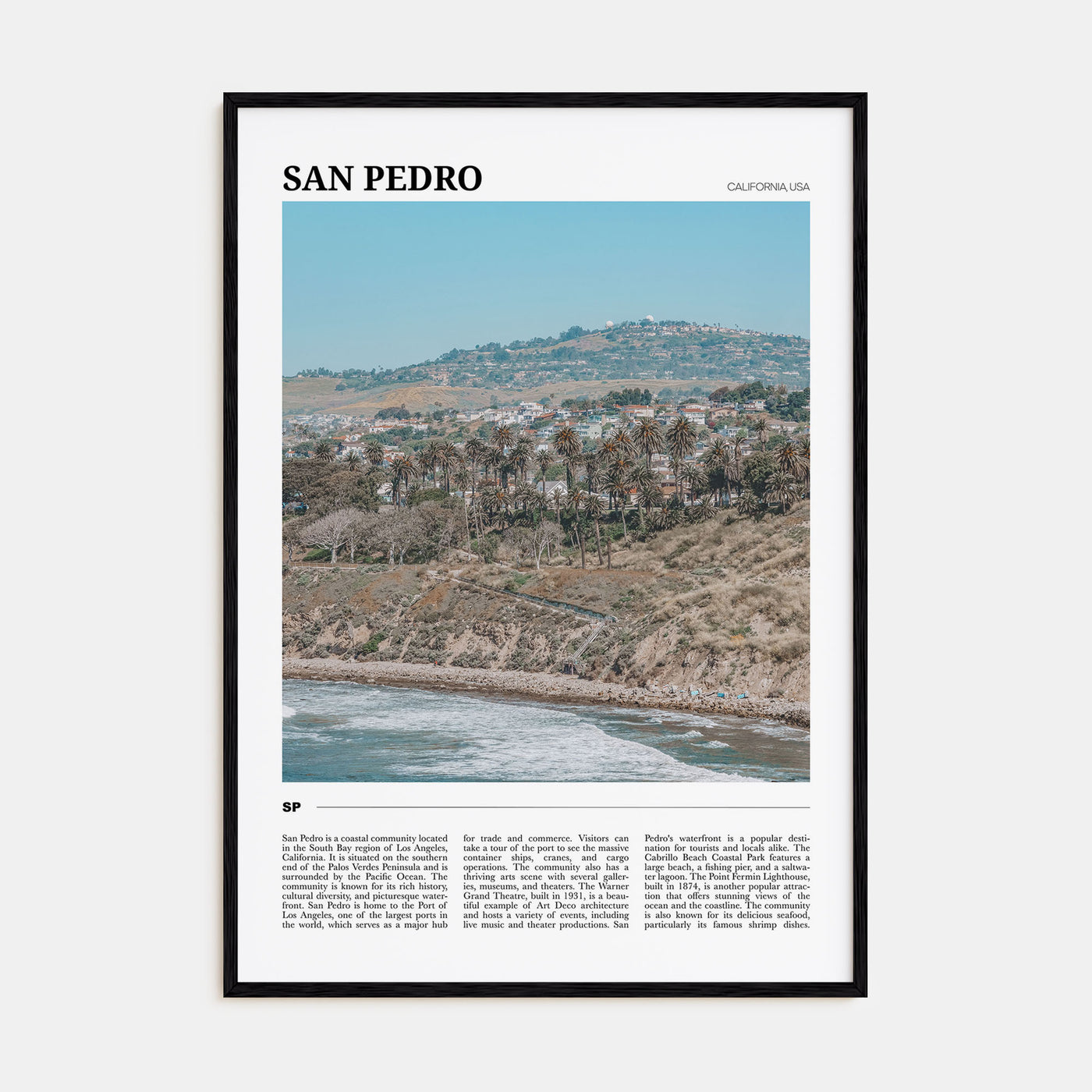 San Pedro, California Travel Color Poster