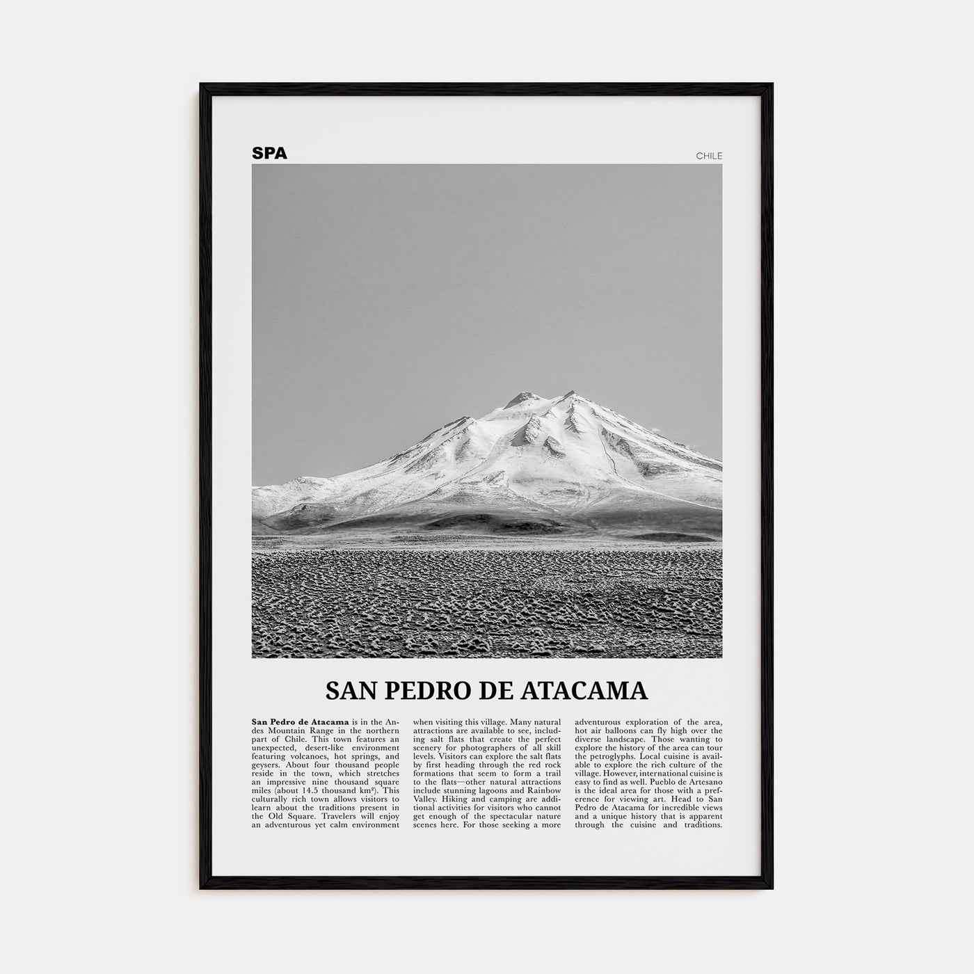 San Pedro de Atacama Travel B&W Poster