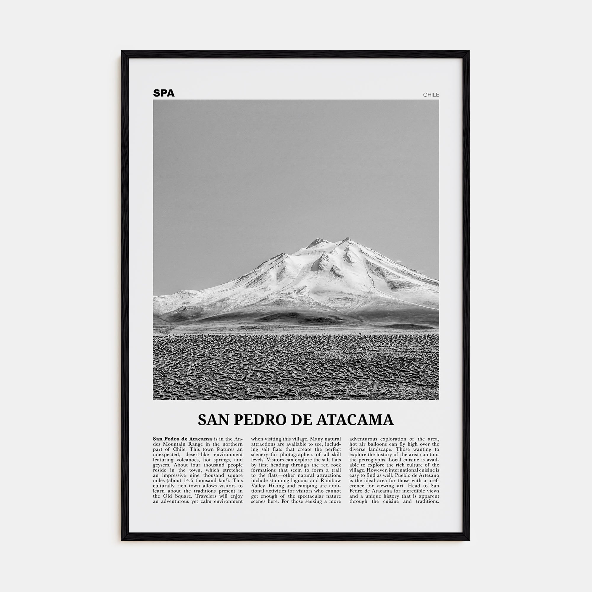San Pedro de Atacama Travel B&W Poster
