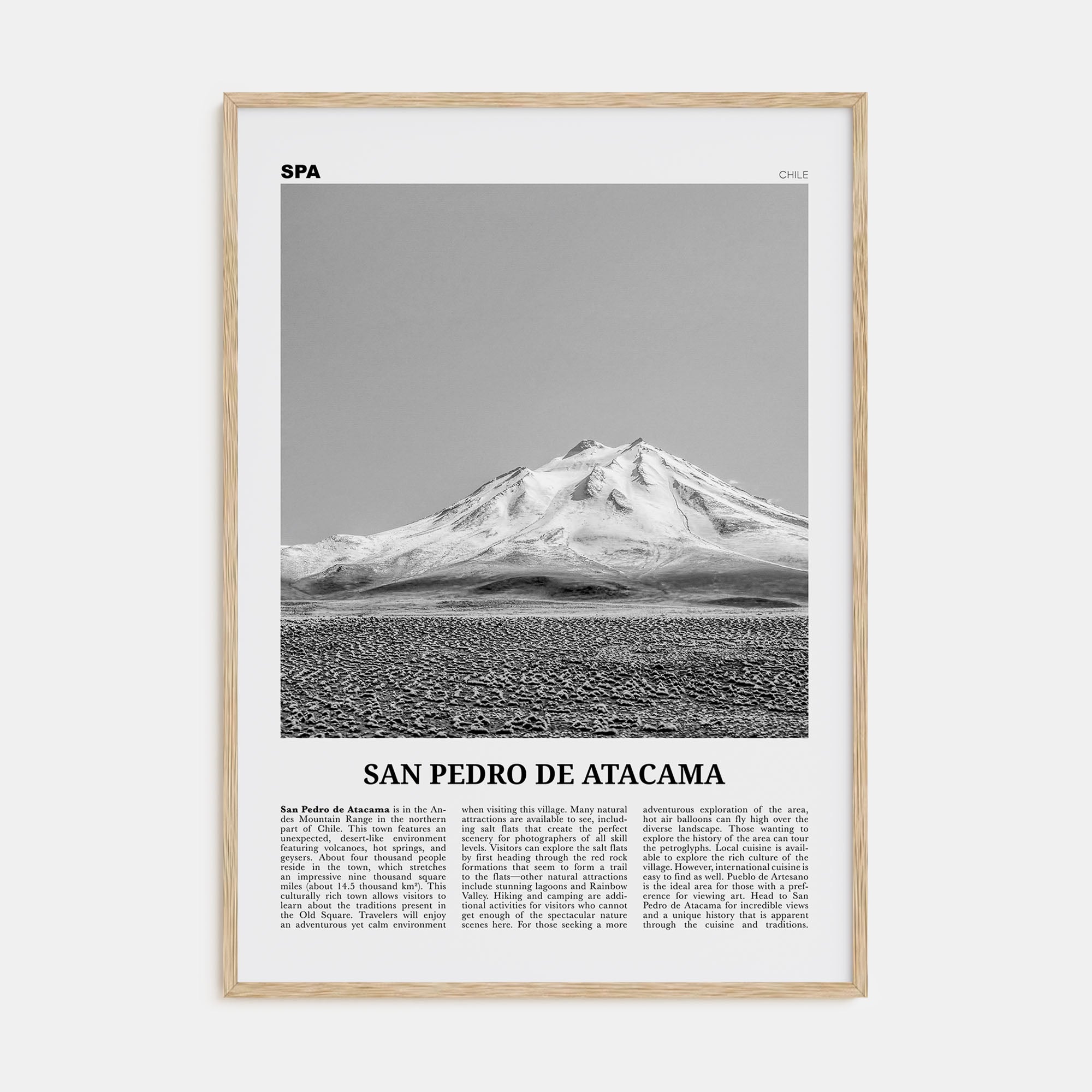 San Pedro de Atacama Travel B&W Poster