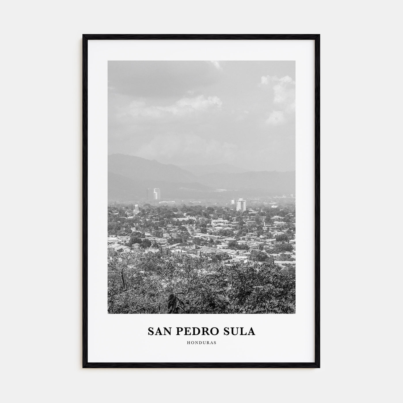 San Pedro Sula Portrait B&W Poster