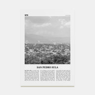 San Pedro Sula Travel B&W Poster