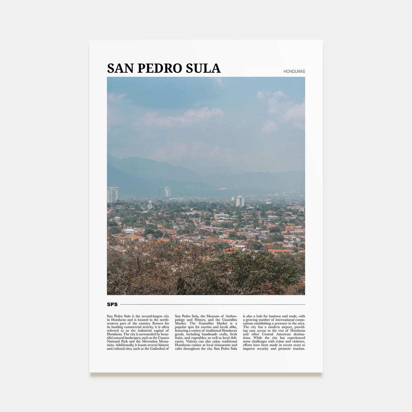 San Pedro Sula Travel Color Poster