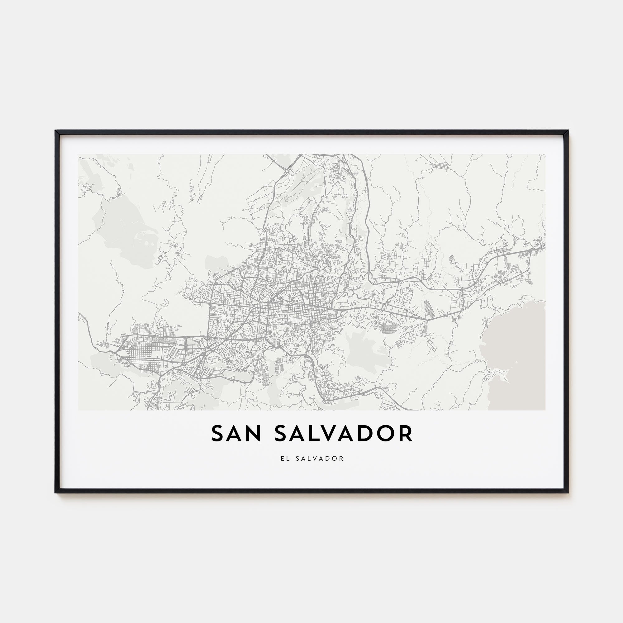 San Salvador Map Landscape Poster