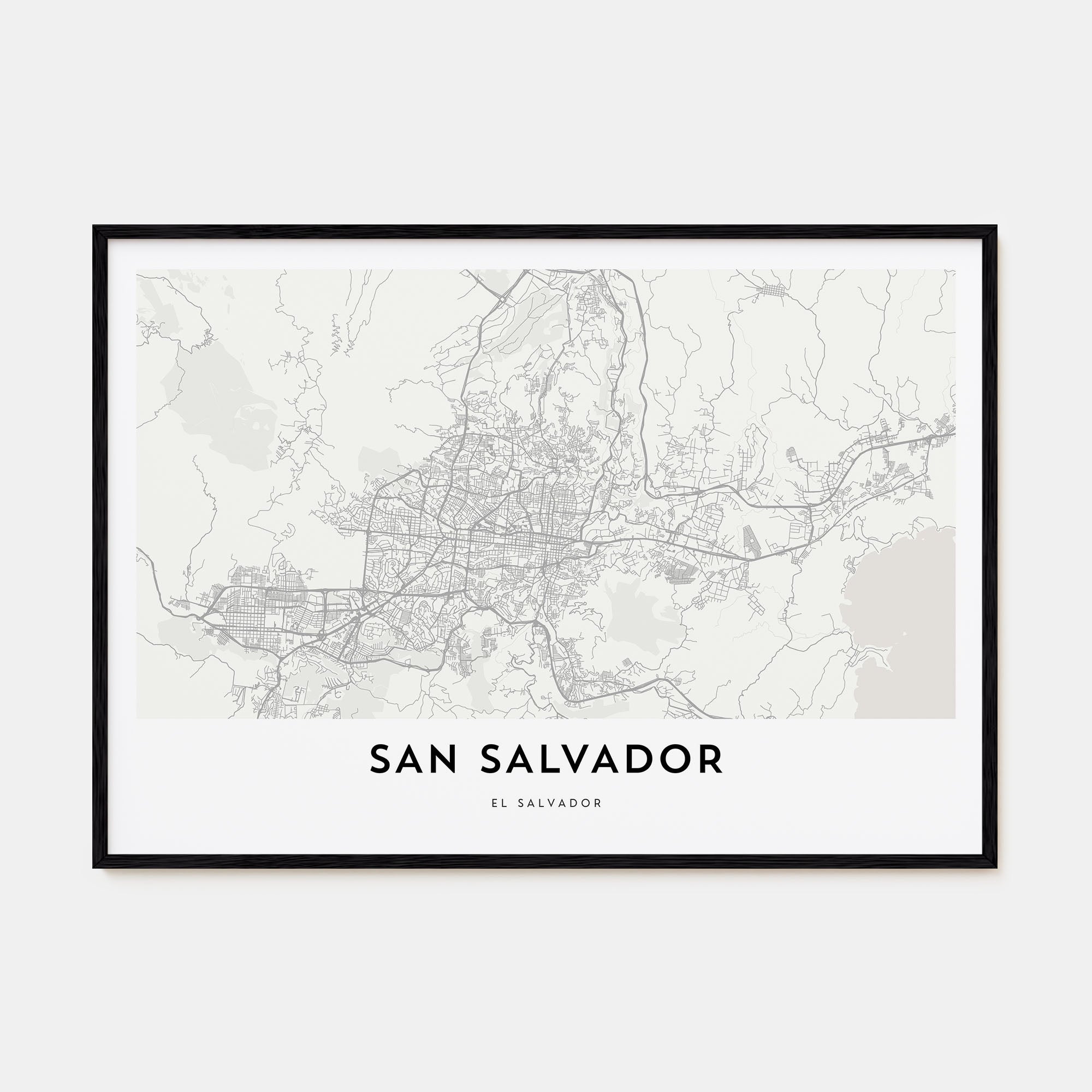 San Salvador Map Landscape Poster