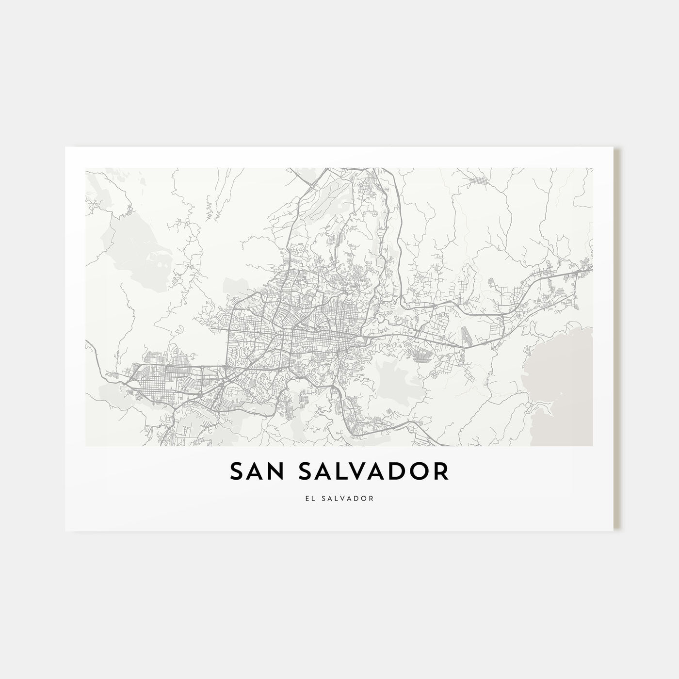 San Salvador Map Landscape Poster