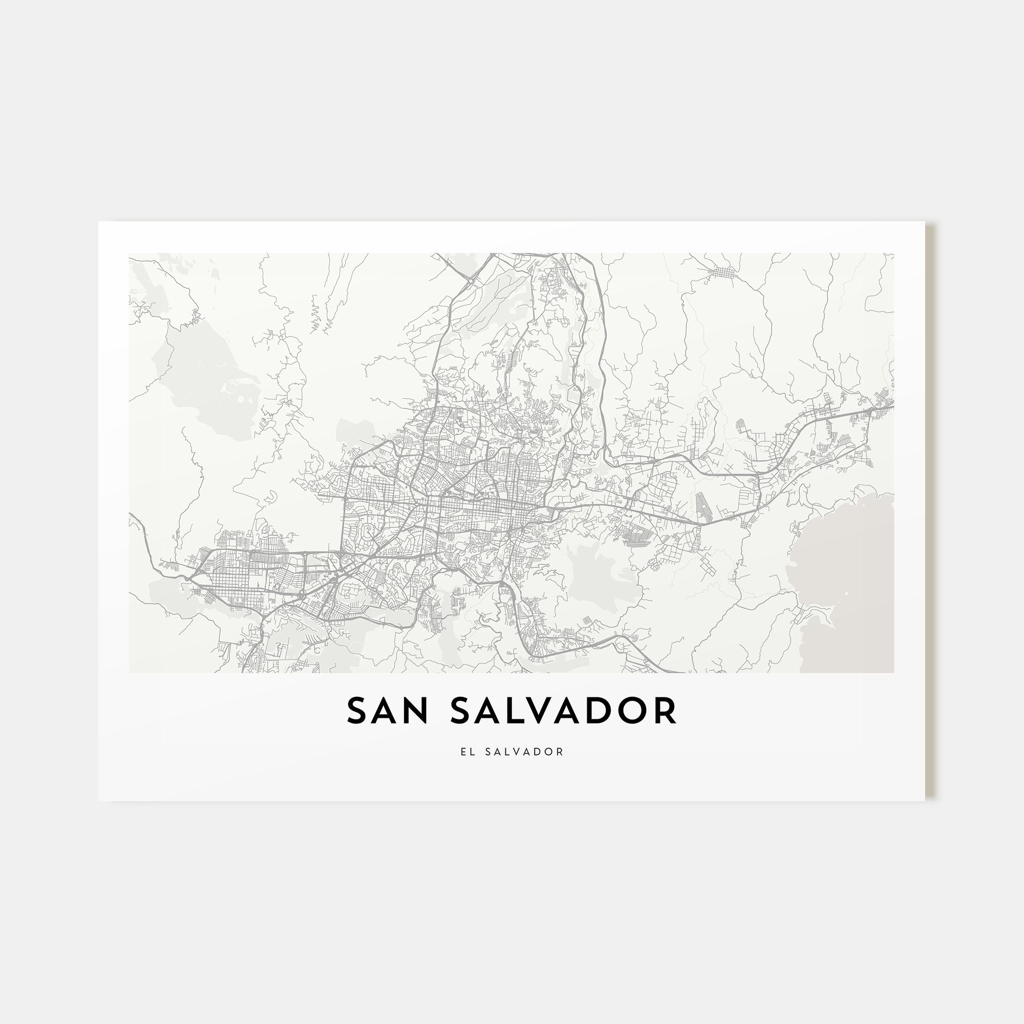 San Salvador Map Landscape Poster