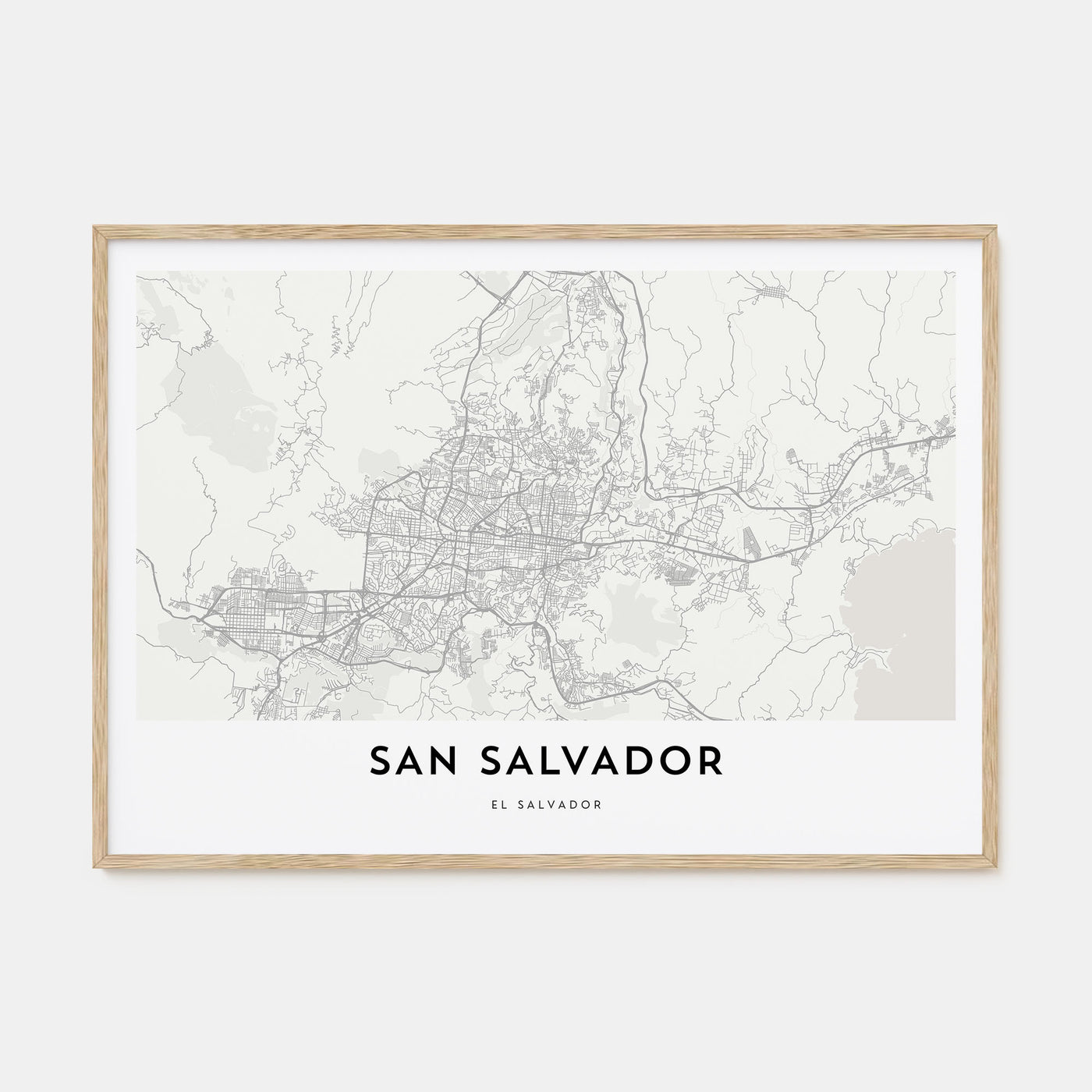 San Salvador Map Landscape Poster
