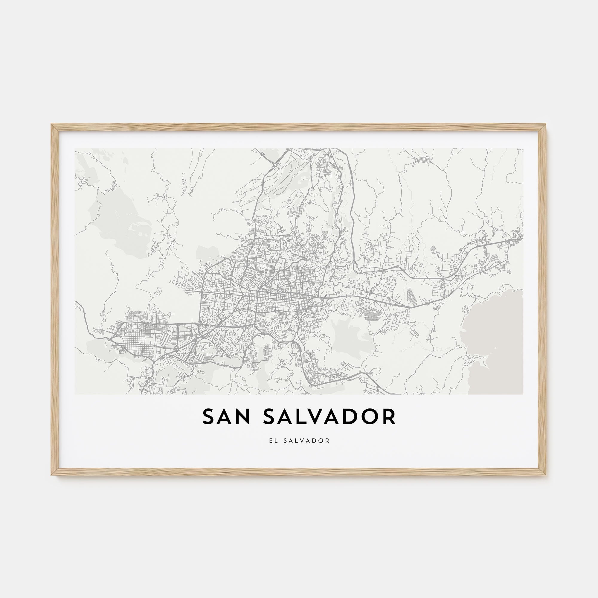 San Salvador Map Landscape Poster