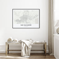 San Salvador Map Landscape Poster