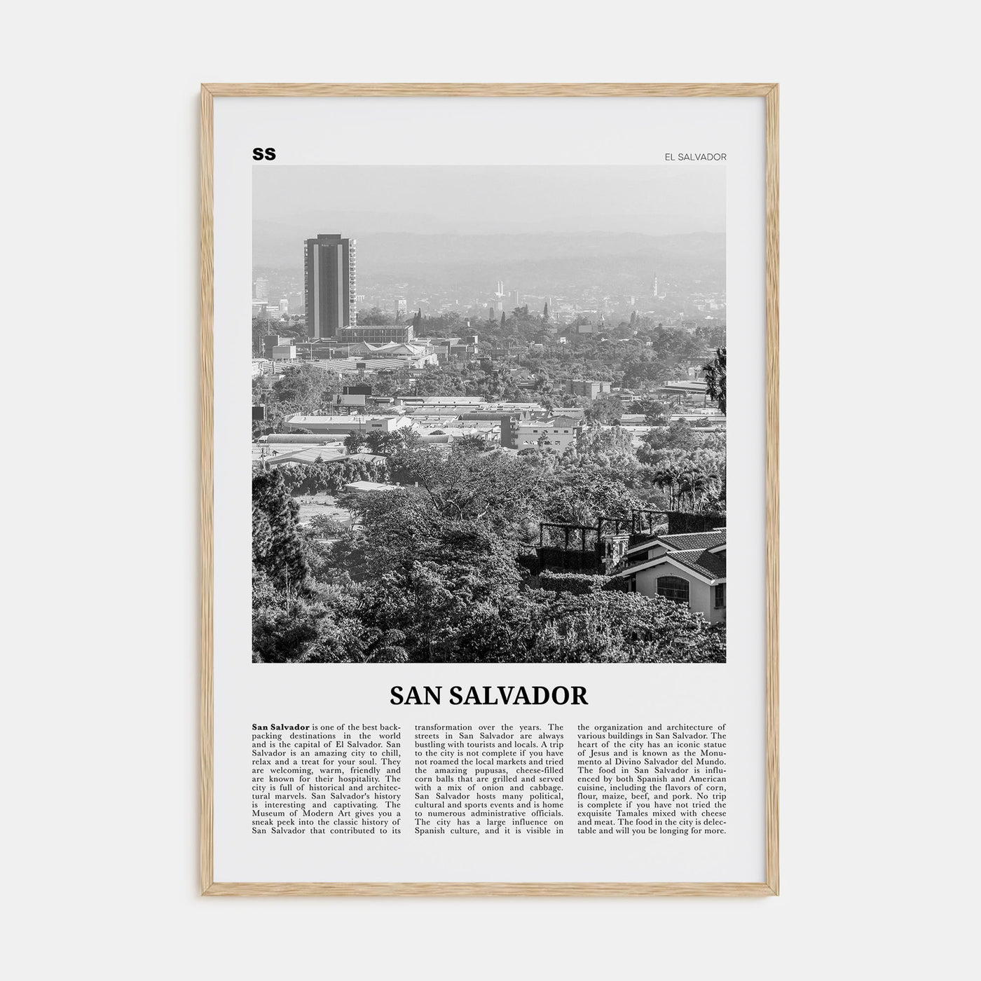 San Salvador Travel B&W Poster