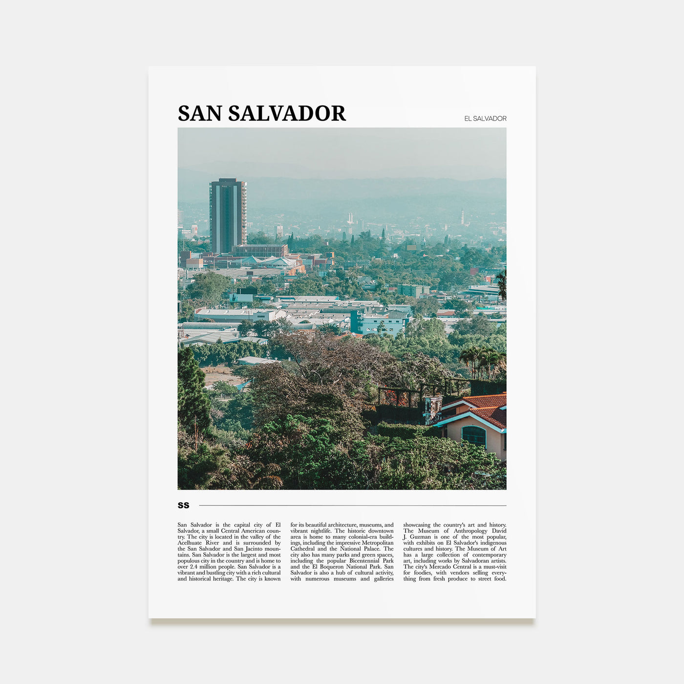 San Salvador Travel Color Poster