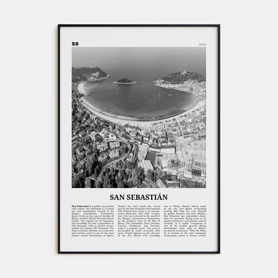 San Sebastián Travel B&W No 1 Poster