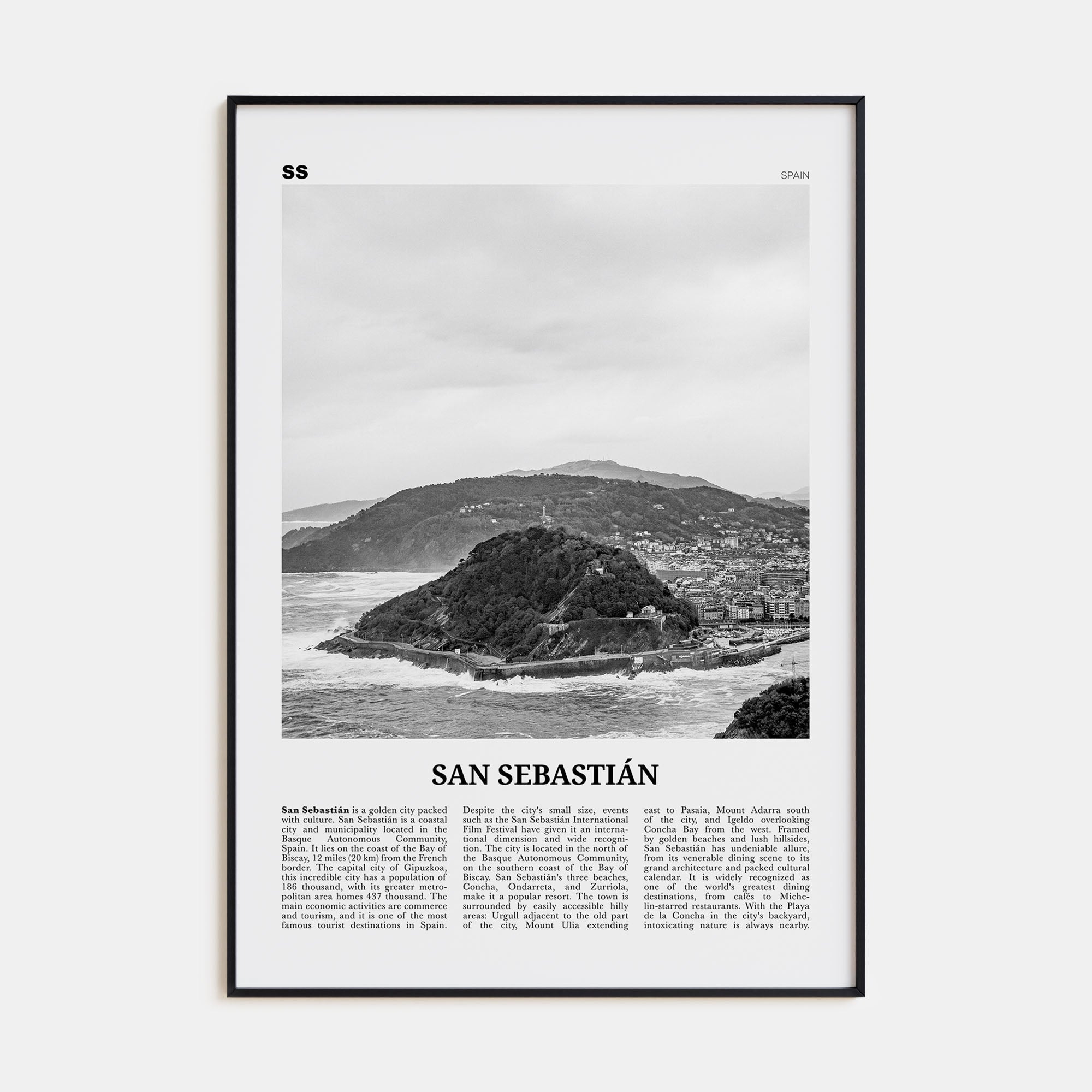 San Sebastián Travel B&W No 2 Poster