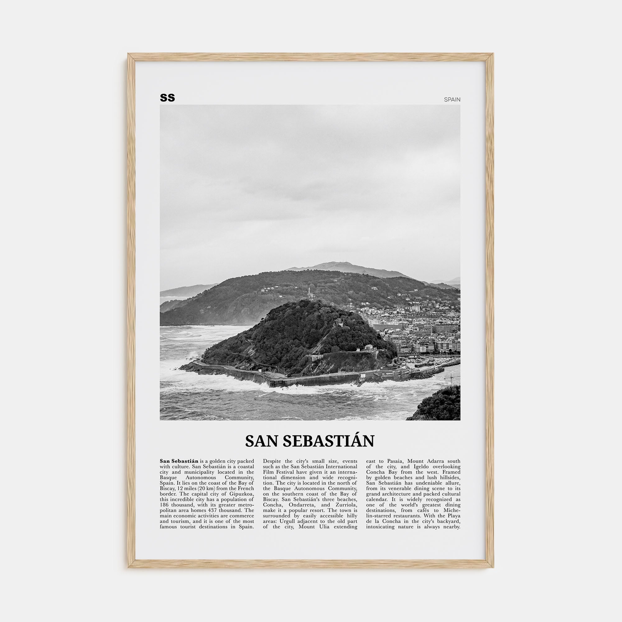 San Sebastián Travel B&W No 2 Poster