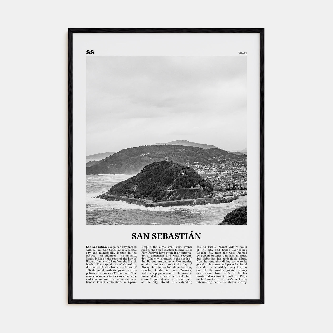 San Sebastián Travel B&W No 2 Poster