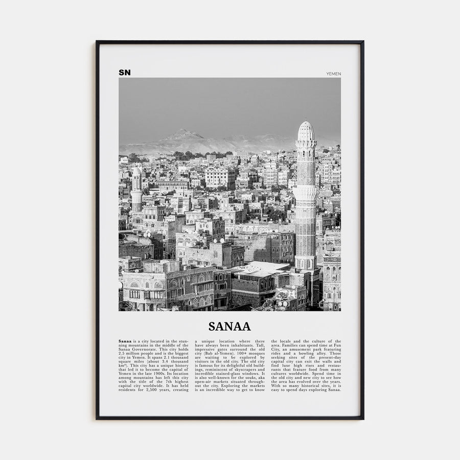 Sana'a Travel B&W Poster
