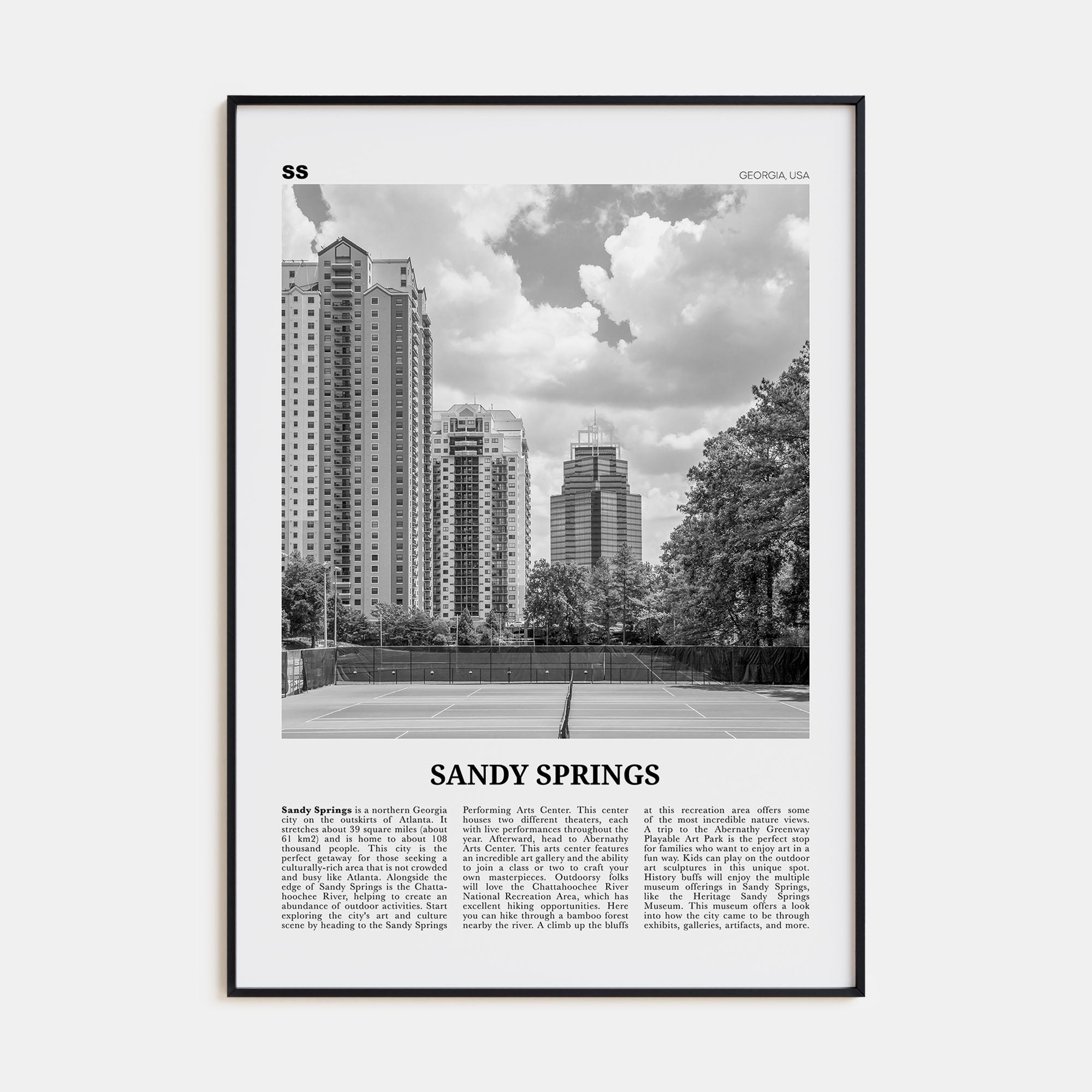 Sandy Springs Travel B&W Poster