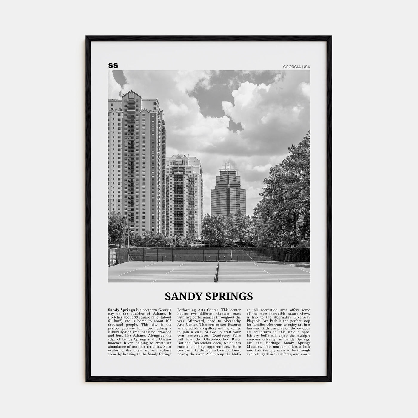 Sandy Springs Travel B&W Poster