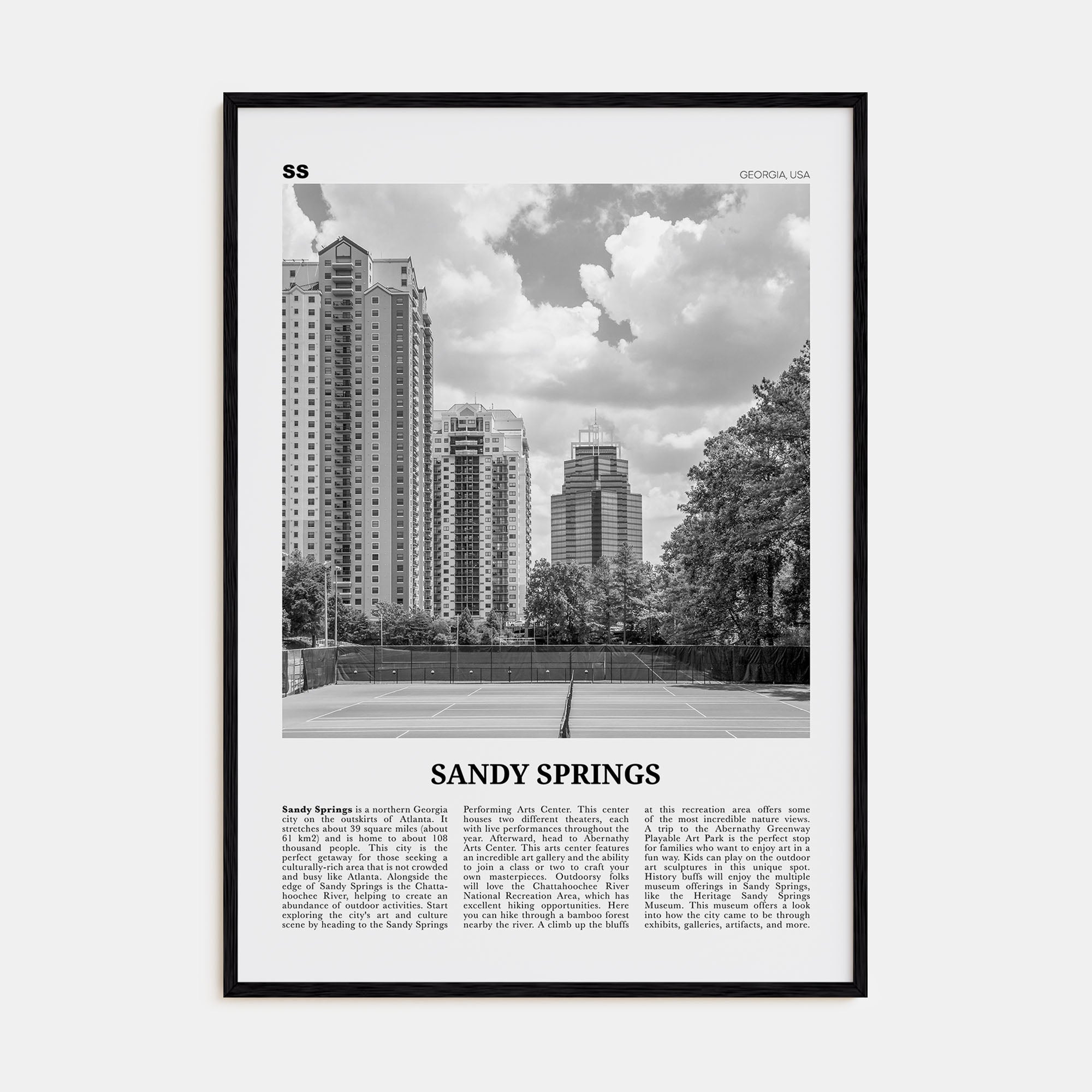 Sandy Springs Travel B&W Poster