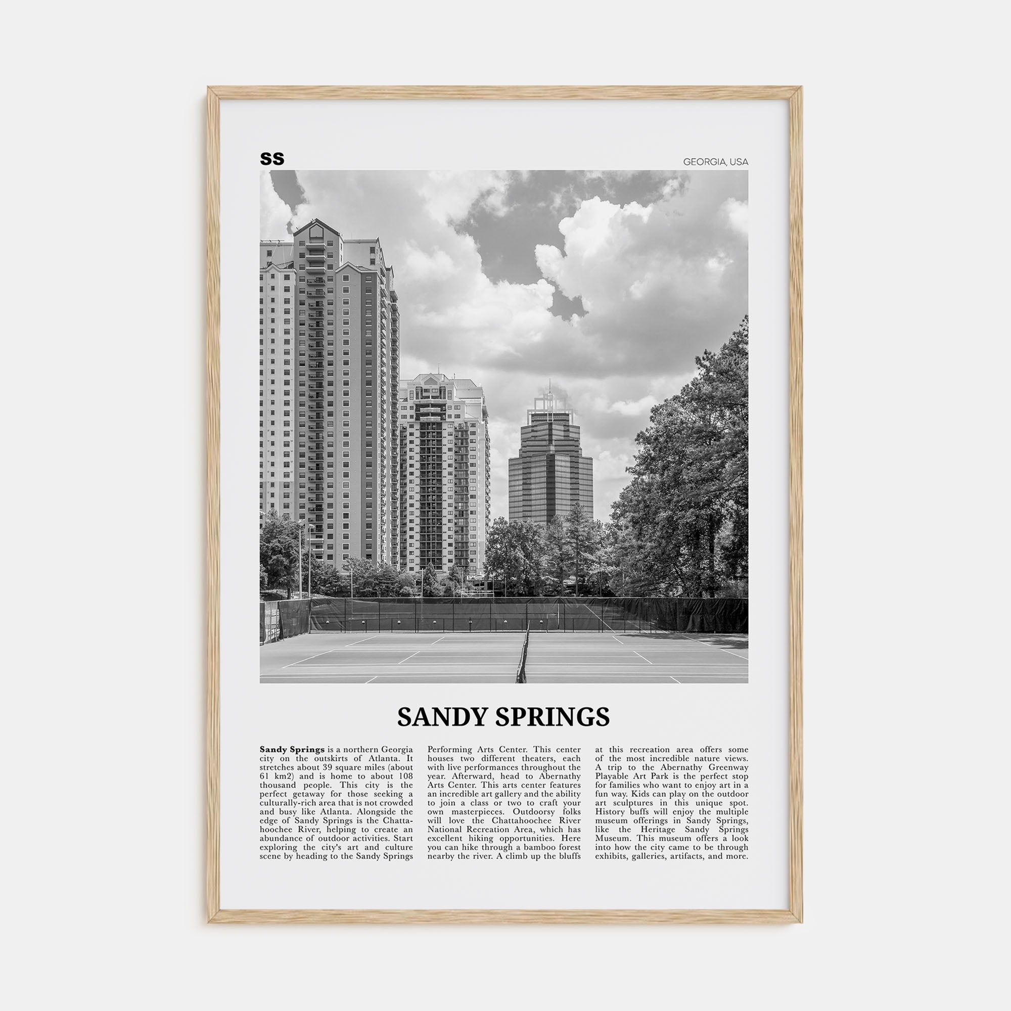 Sandy Springs Travel B&W Poster