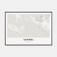 Sanibel Map Landscape Poster