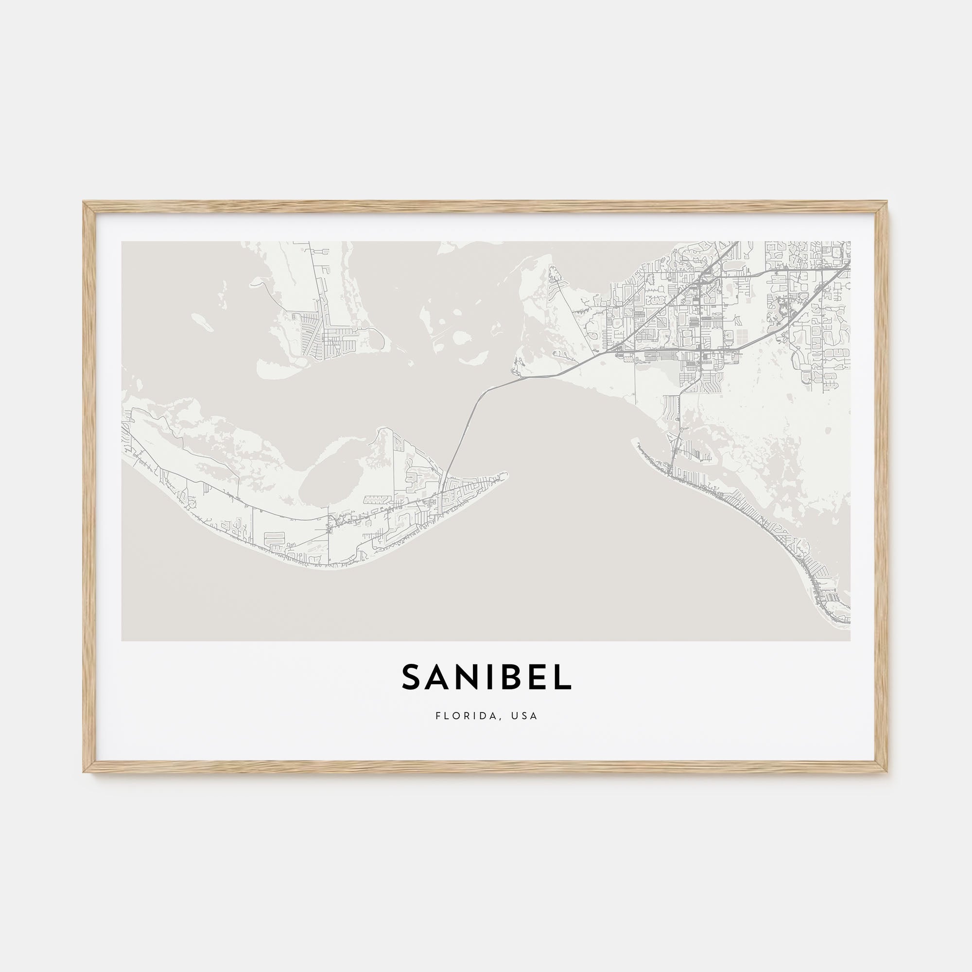 Sanibel Map Landscape Poster