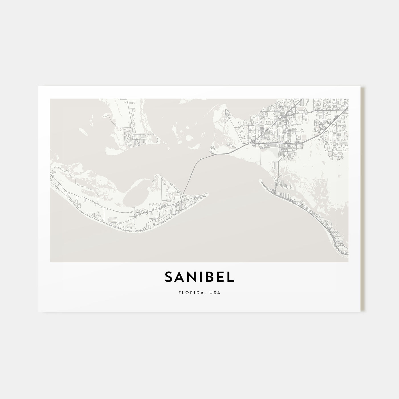 Sanibel Map Landscape Poster