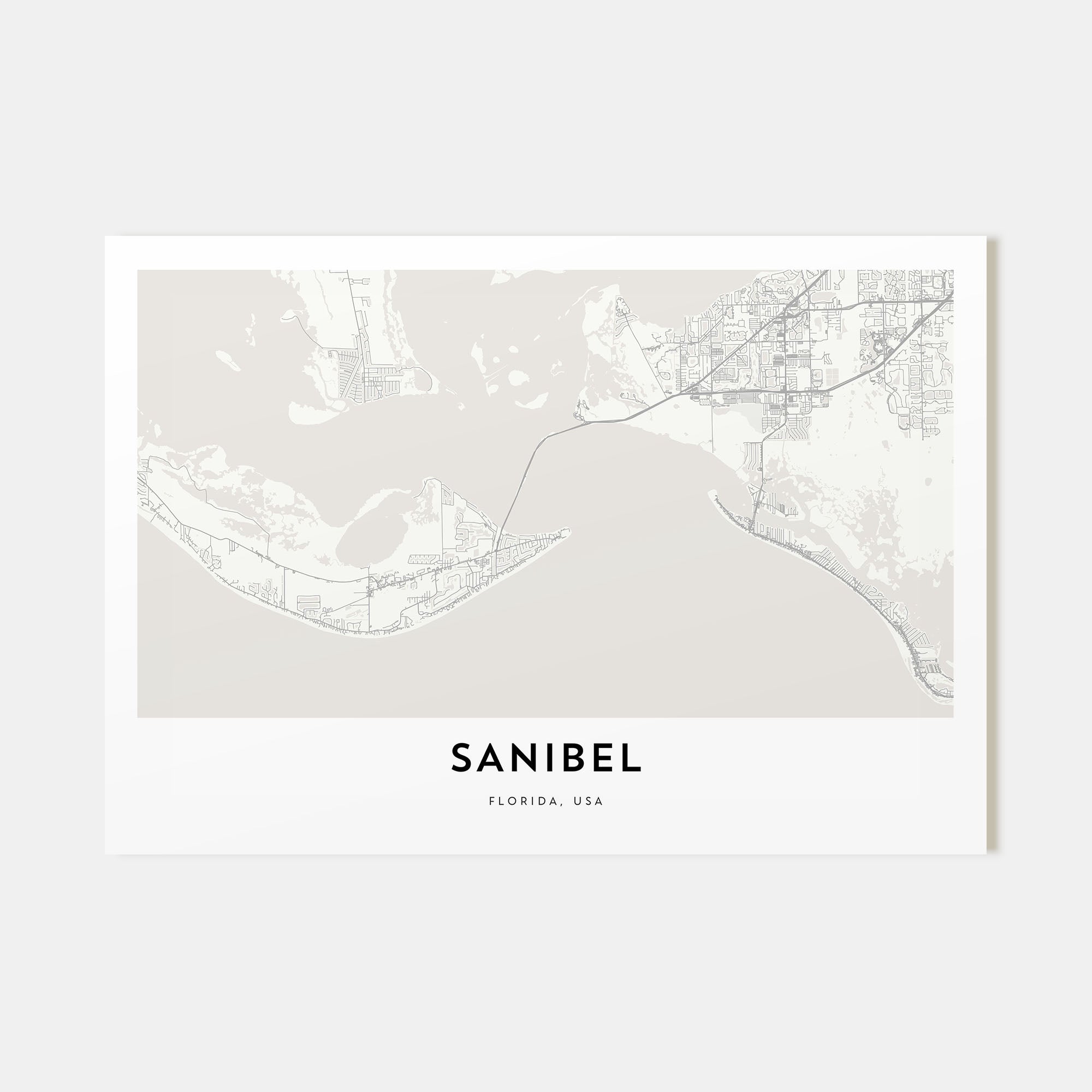 Sanibel Map Landscape Poster
