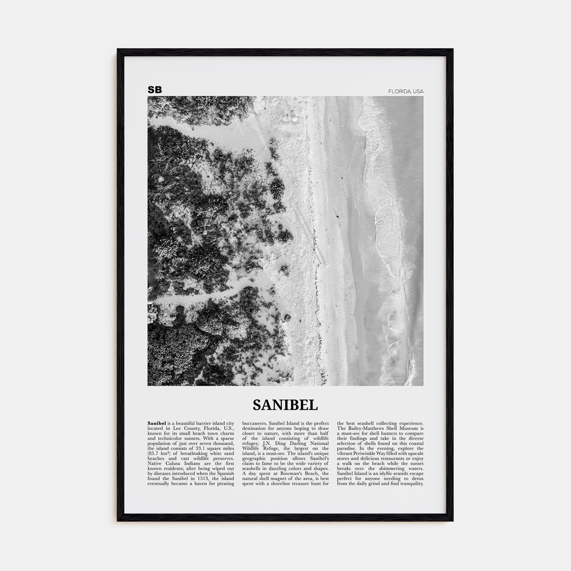 Sanibel Travel B&W Poster