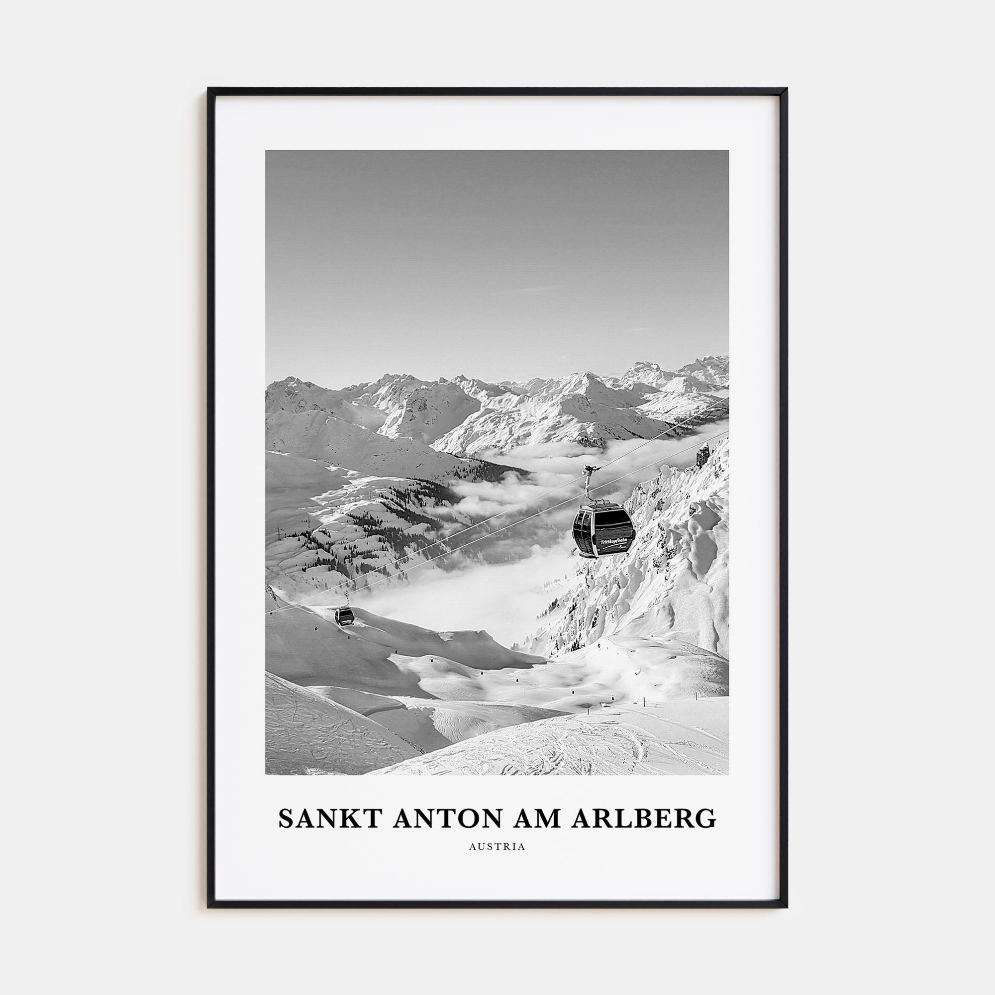 Sankt Anton am Arlberg Portrait B&W Poster