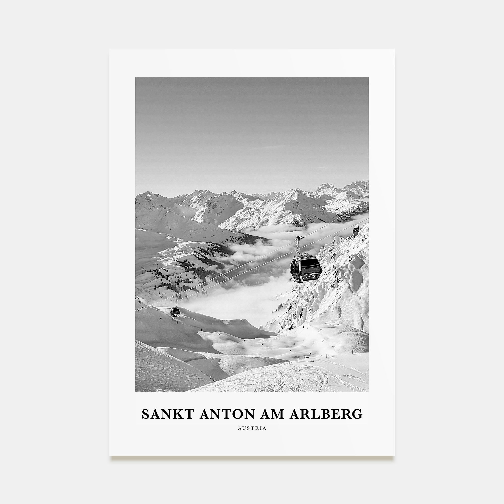 Sankt Anton am Arlberg Portrait B&W Poster