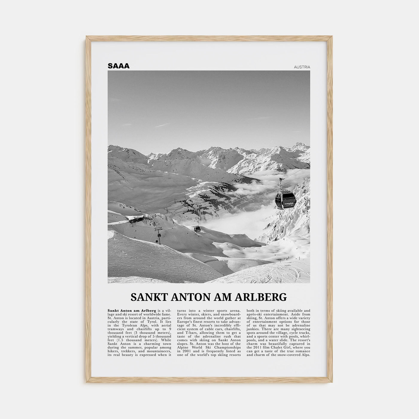 Sankt Anton am Arlberg Travel B&W Poster