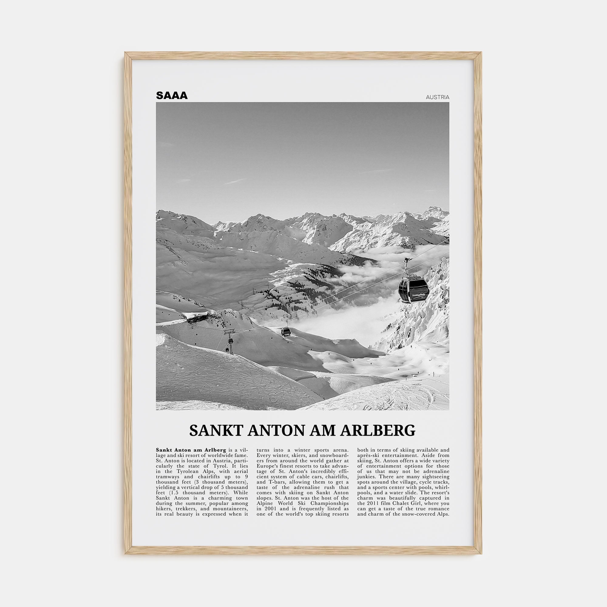Sankt Anton am Arlberg Travel B&W Poster