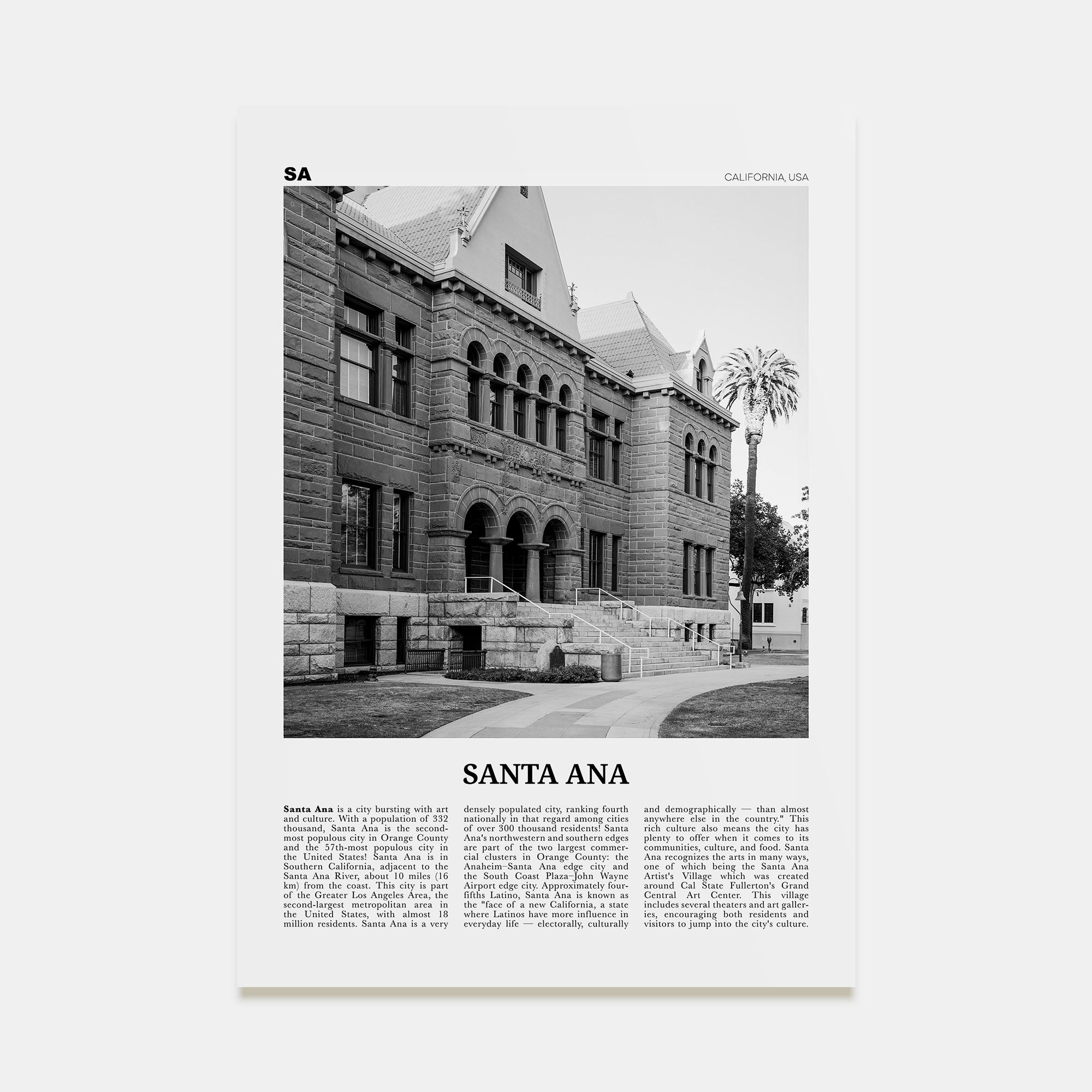Santa Ana Travel B&W Poster
