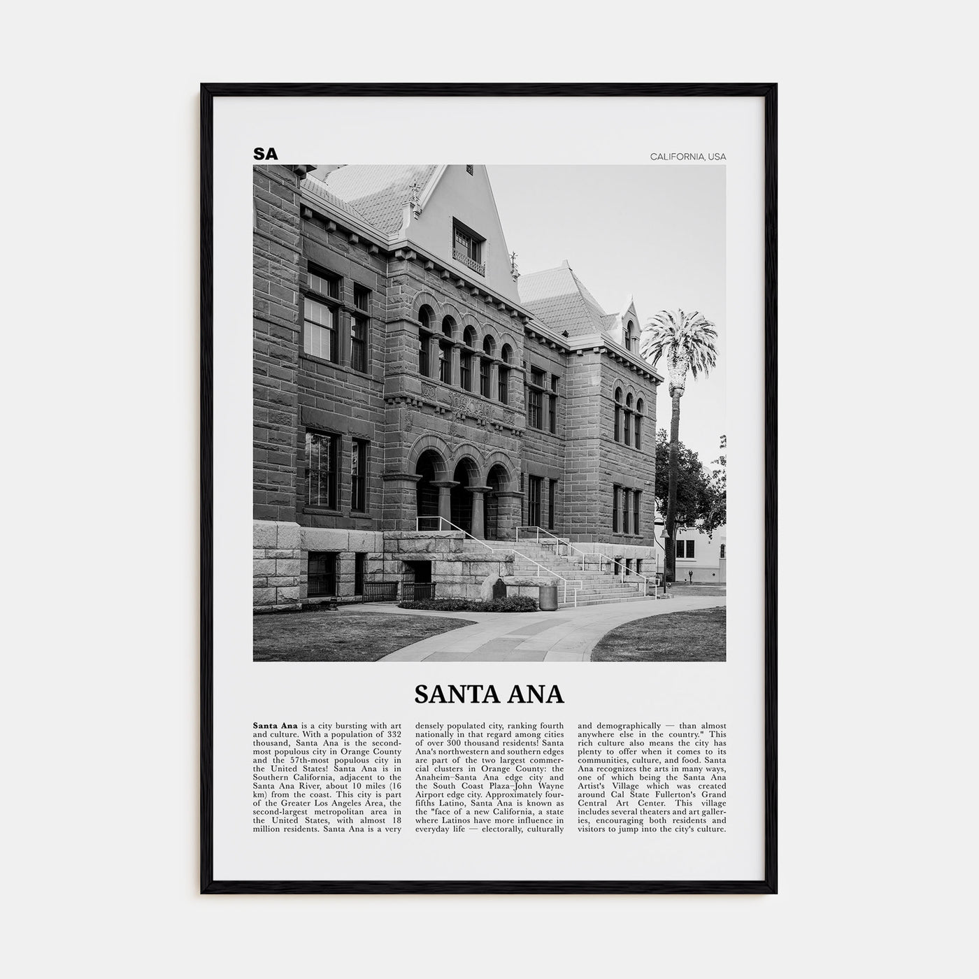 Santa Ana Travel B&W Poster