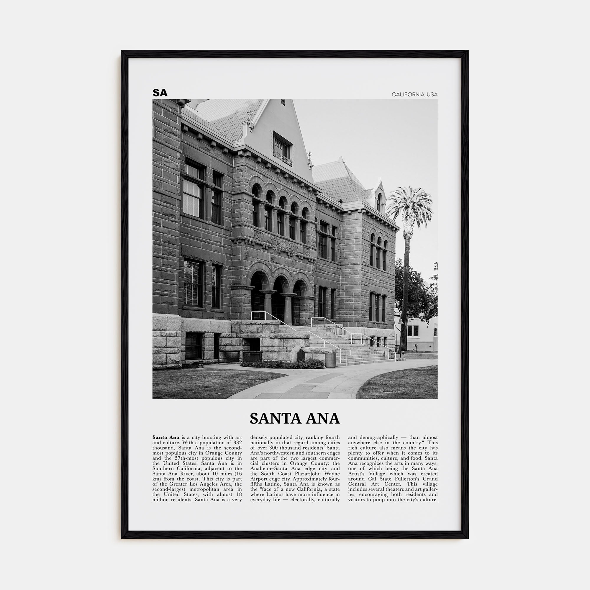 Santa Ana Travel B&W Poster