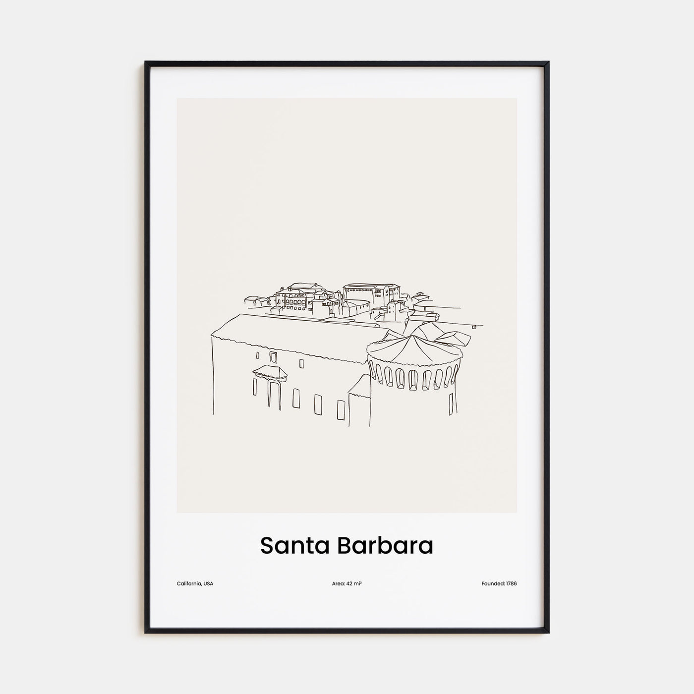 Santa Barbara Drawn Poster