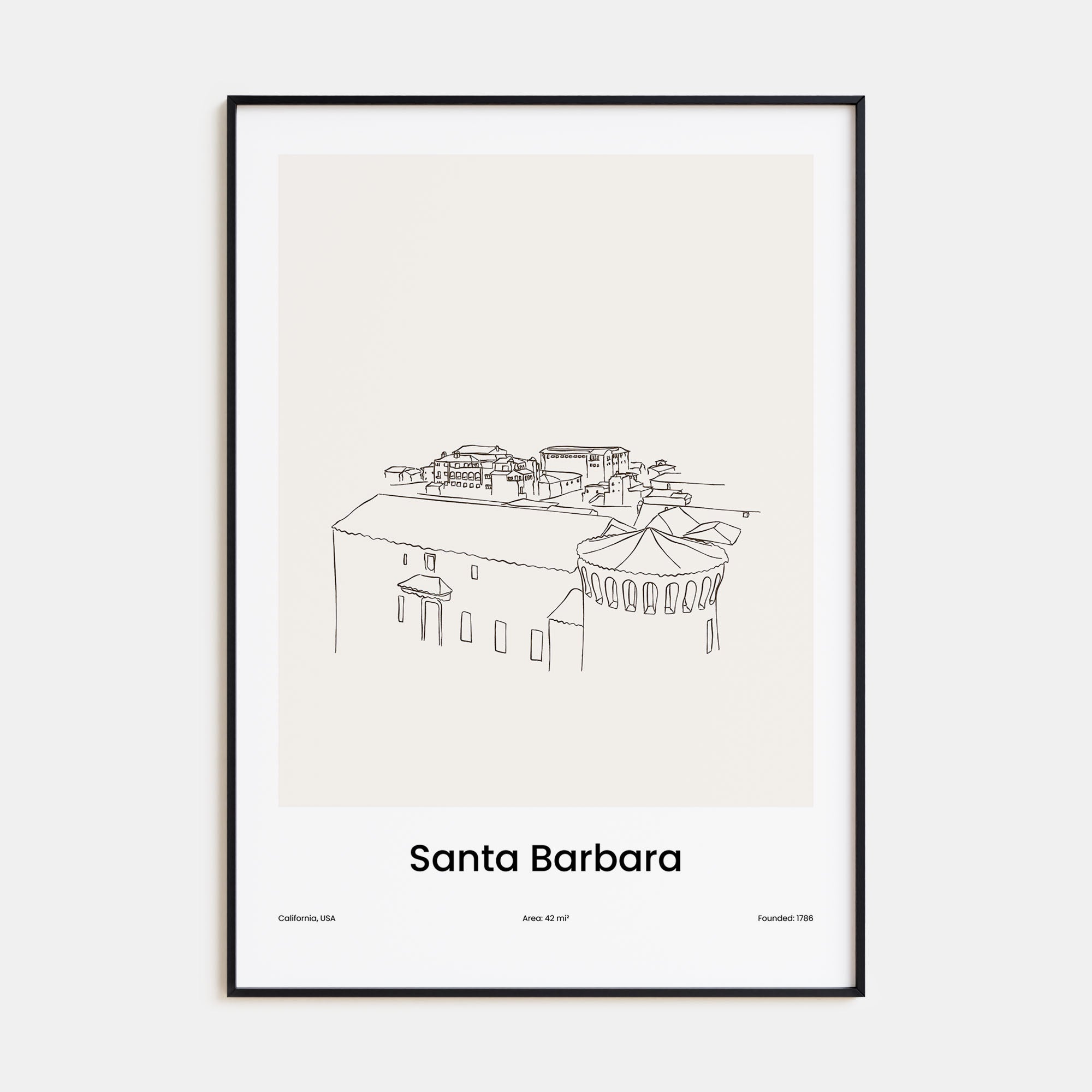 Santa Barbara Drawn Poster