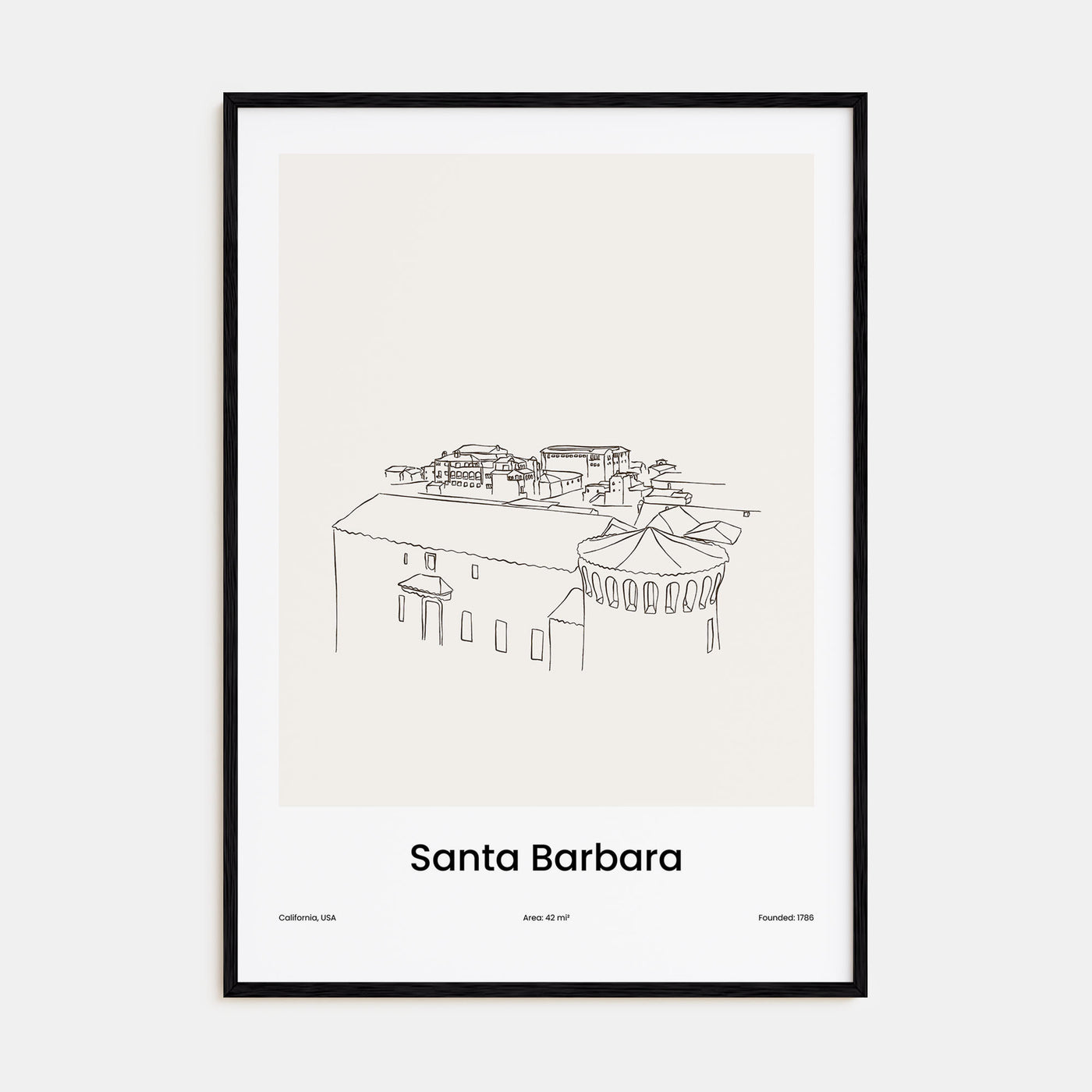 Santa Barbara Drawn Poster