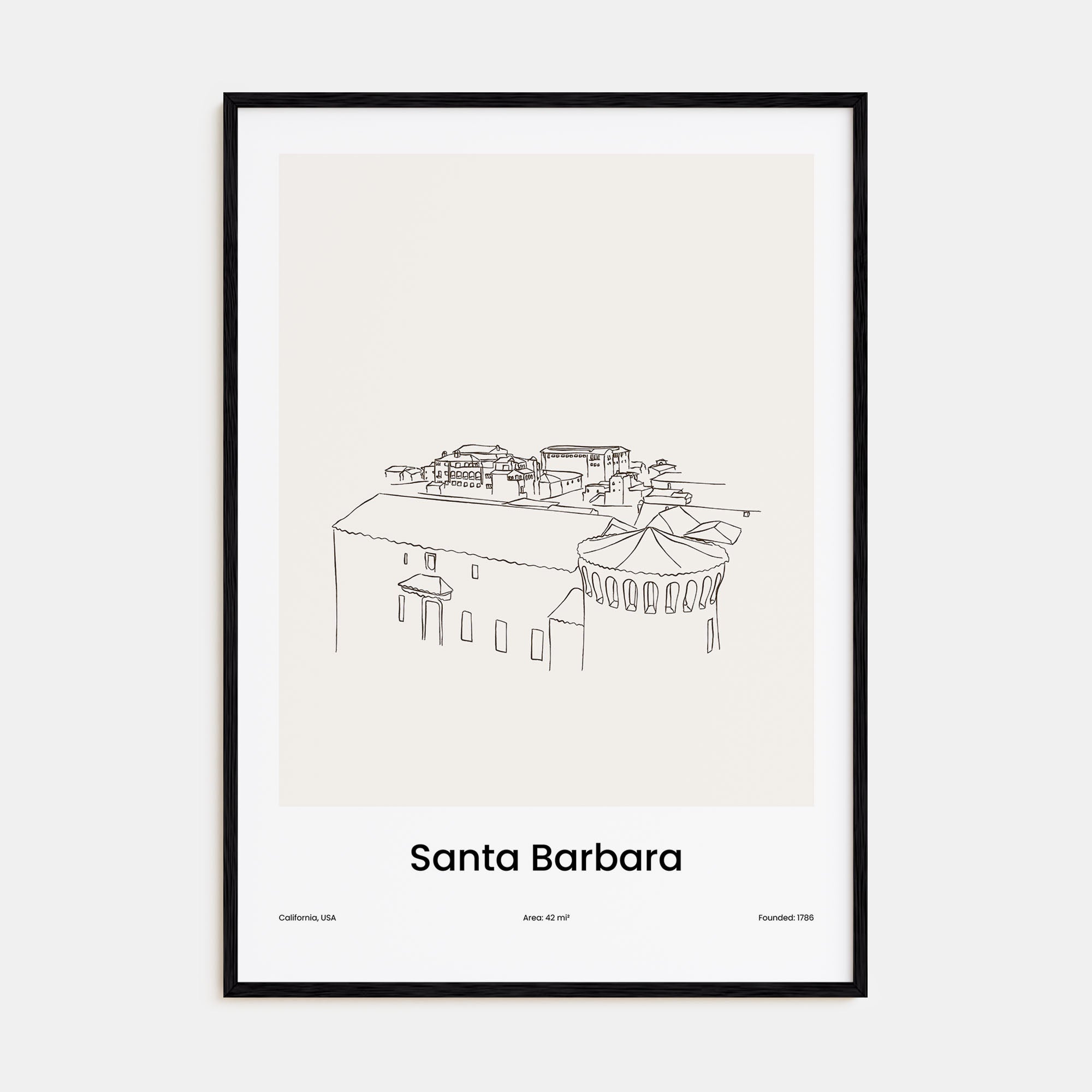 Santa Barbara Drawn Poster