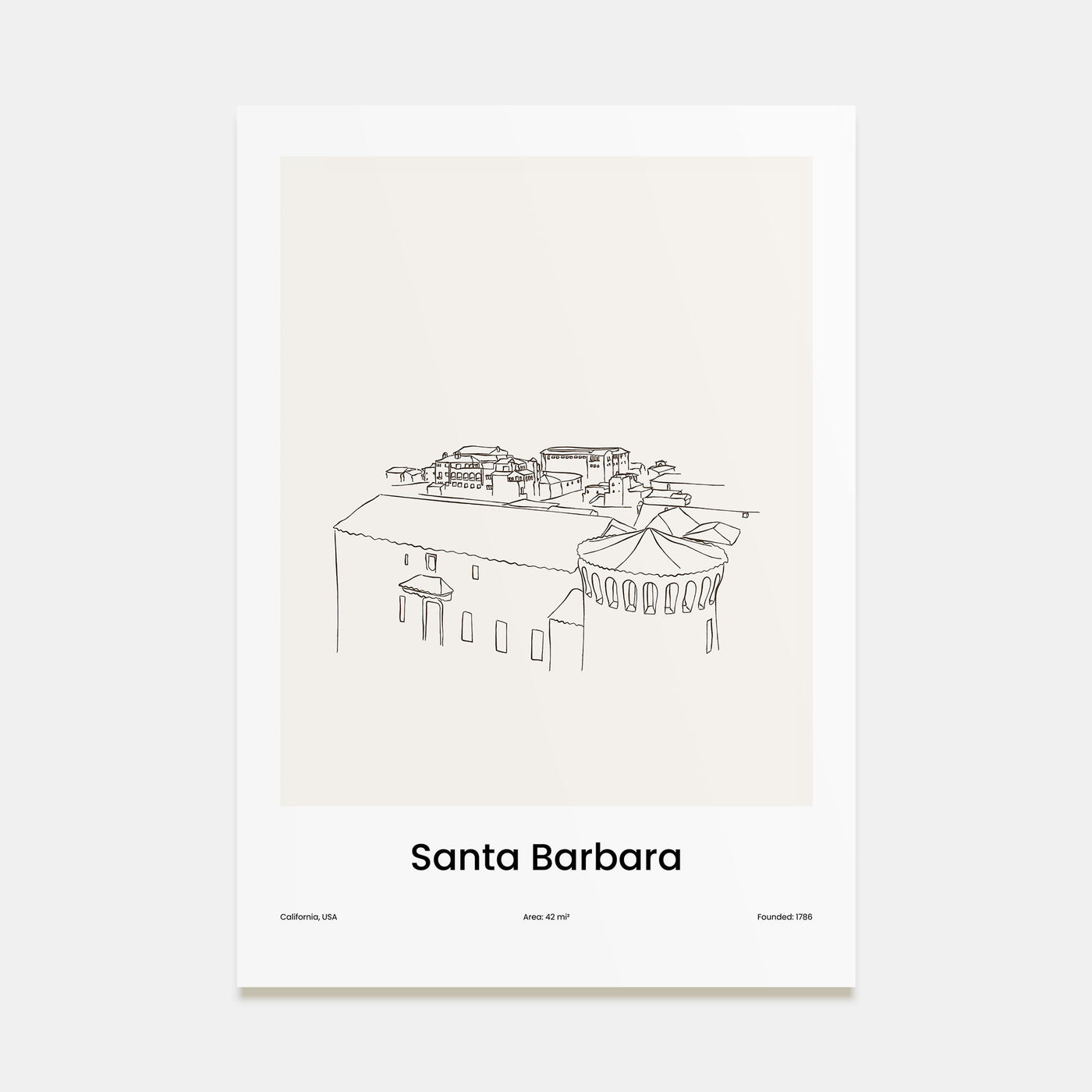 Santa Barbara Drawn Poster